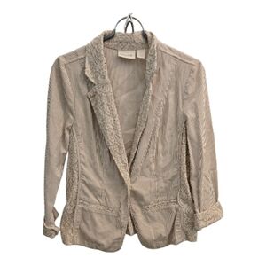 CHICO'S White & Tan Striped Blazer Chico's Sz 0